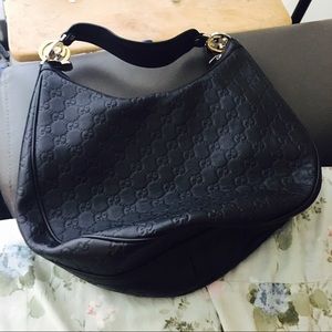 TRADED - Black Guccissima Purse w/ Interlocking "GG"